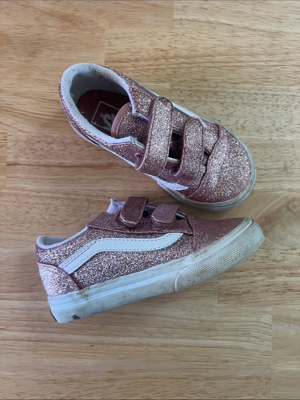 Vans Kids Glitter Low-Top Sneakers in Rose Gold